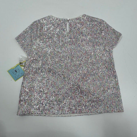 CeCe Women's NWT Multicolor Iridescent Sequin Short Sleeve Top Blouse Size 14