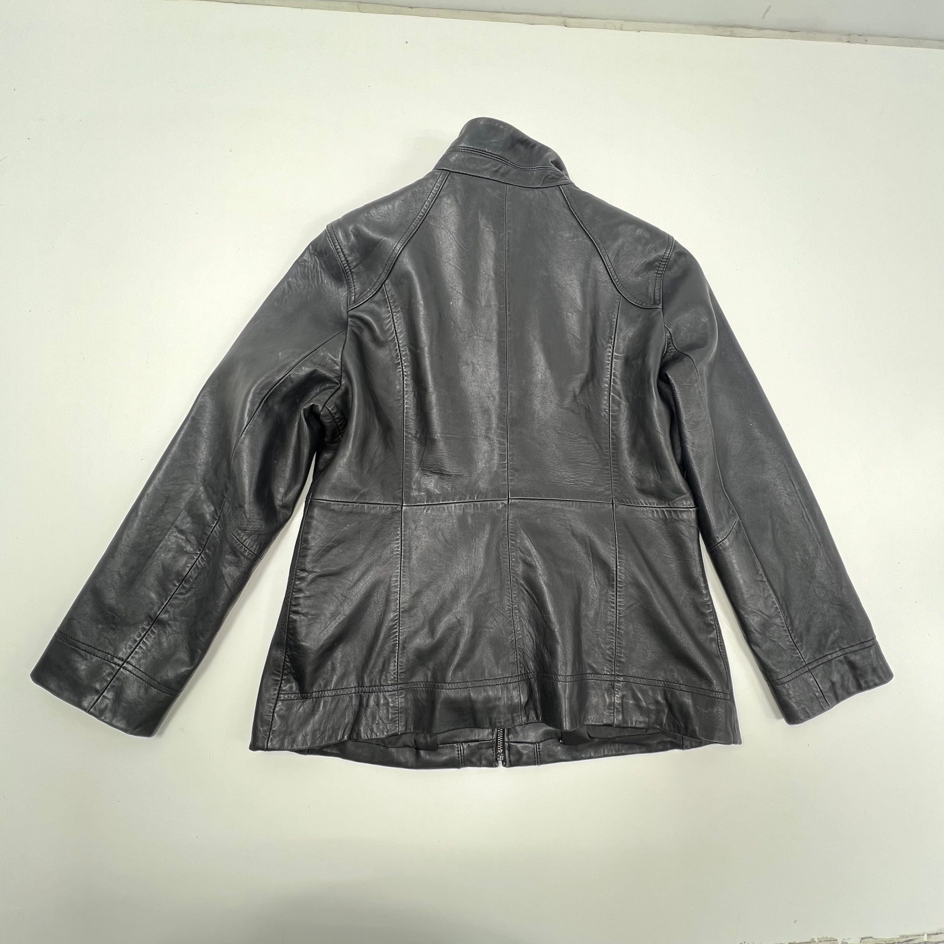 Vintage Y2K Calvin Klein Black Soft Leather Full Zip Jacket Women's XL
