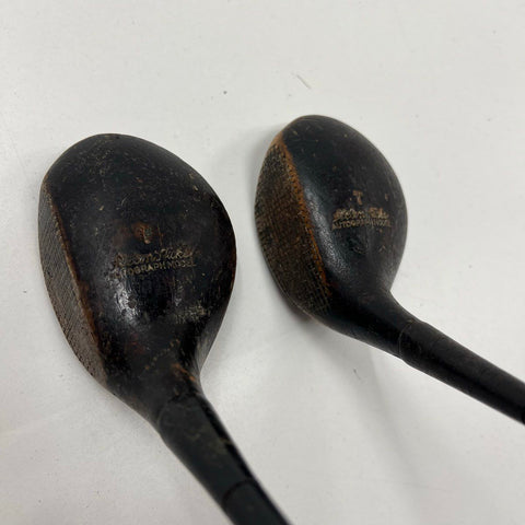 Vintage 1930s Helen Hicks Autograph H.A. Model Brassie & Spoon Golf Clubs
