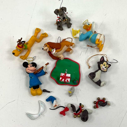 Vintage Disney Christmas Ornament Lot Mickey Pluto Figaro Damaged For Parts
