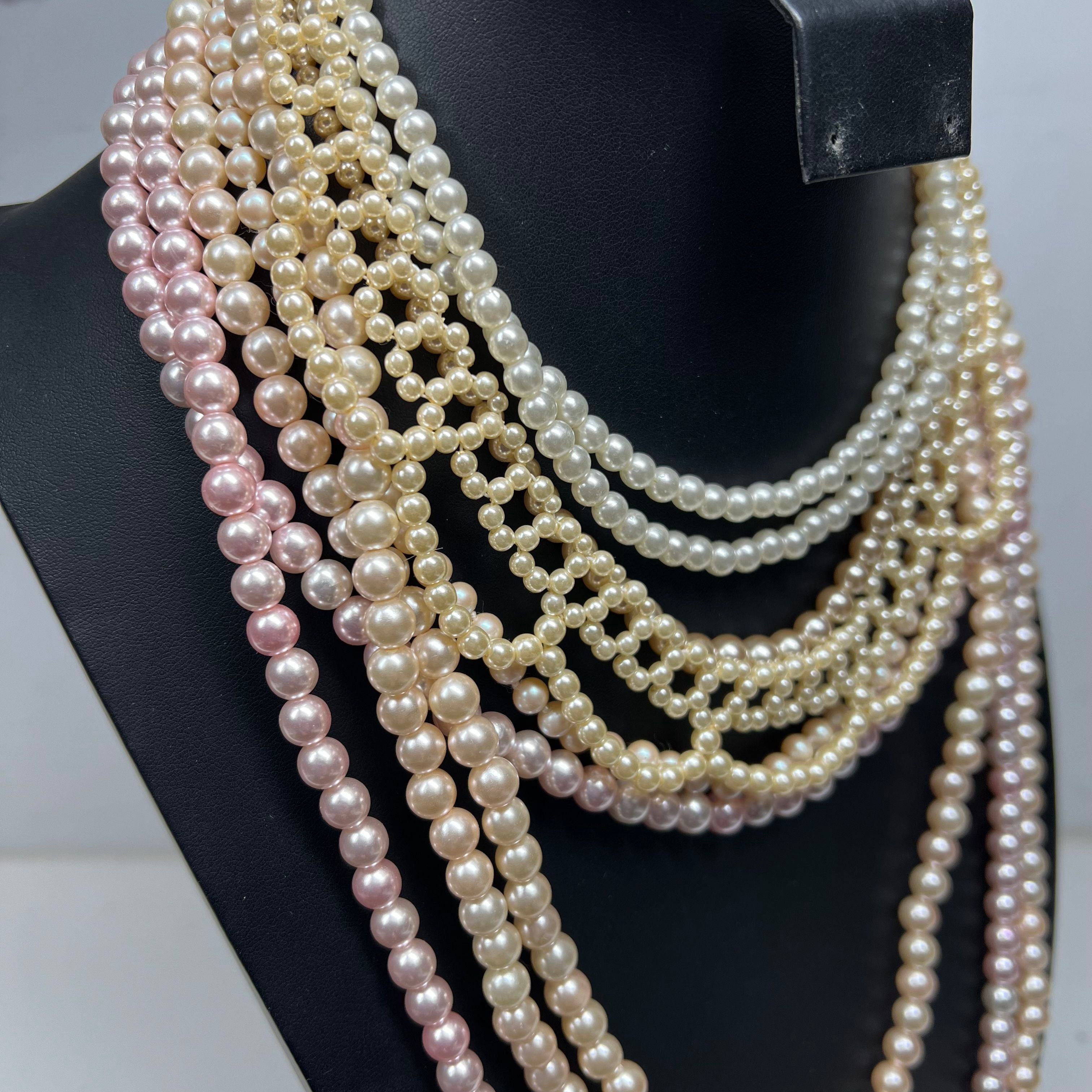 Lot of Faux Pearl Beaded Strands Pink Champagne White