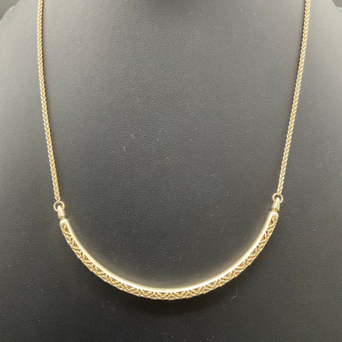 Kendra Scott Gold Tone Curved Filigree Bar Adjustable Bolo Slider Necklace 15"