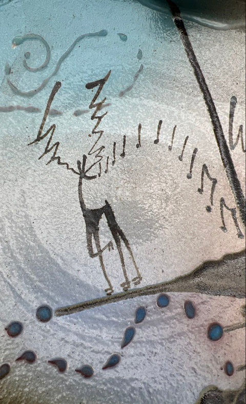 Studio Pottery Ceramic Wall Plaque Plate Abstract Hand Painted Signed 12 Inch