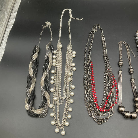 Statement Fashion Necklace Lot of 8 Rhinestone Faux Pearl Tassel Horn Pendant