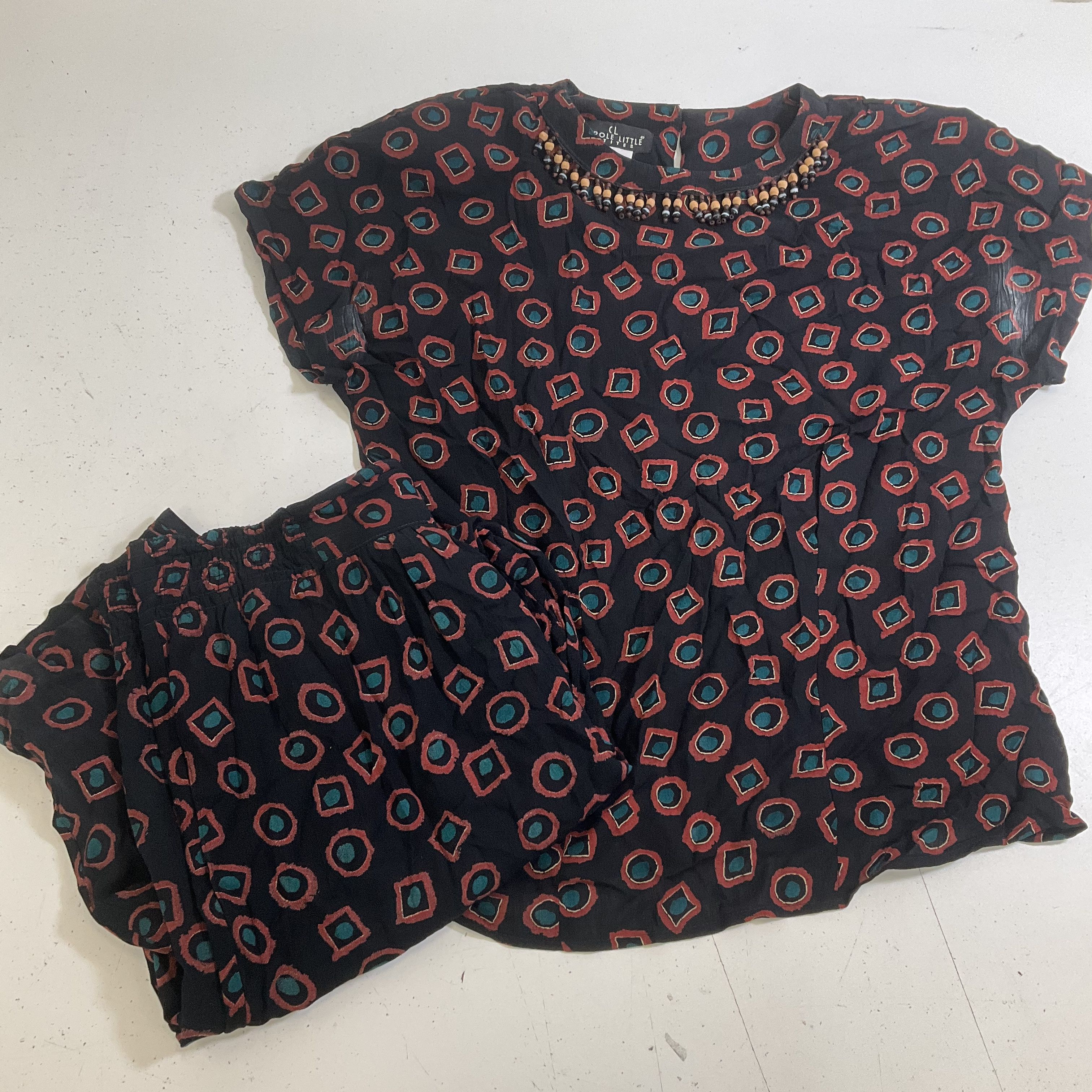 Vintage 90s Carole Little Petite Geometric Beaded Outfit Set Womens Sz 6P 2