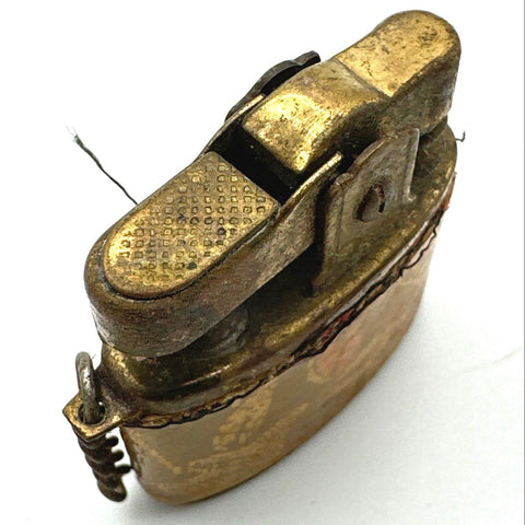 Atlas-Lite Vintage Miniature Petrol Lighter Brocade Japan Pigmy Keychain Brass