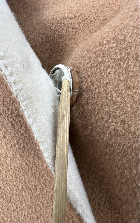 Antonio Melani Women's Camel Tan Belted Wrap Coat Cream Notched Lapel Sz XS