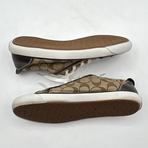 Coach Barrett Signature Brown Jacquard Canvas Sneakers Women's Size 11B
