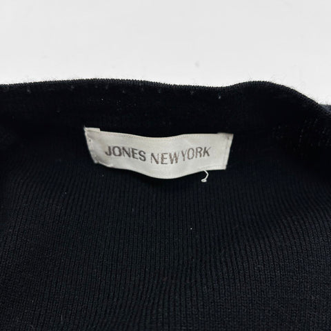 Vintage 90s Jones New York Women's Black Pocket Watch Embroidered Cardigan