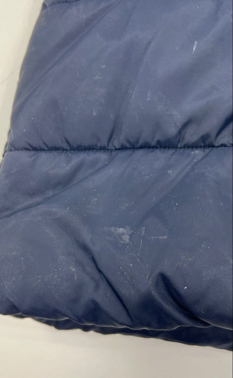 Diesel Youth Size 14 Navy Blue Long Puffer Coat Parka Hooded Faux Fur