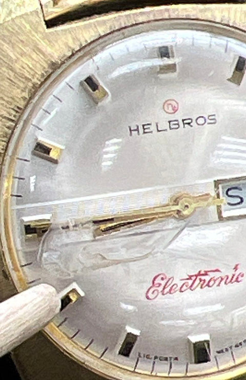 Vintage Helbros Electronic Day Date Wristwatch West Germany Cushion Case