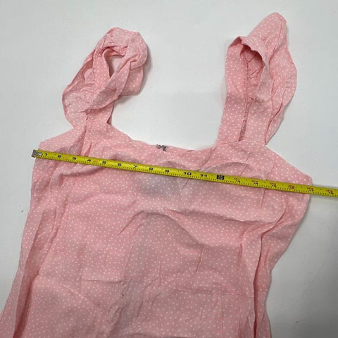 Loft NWT Pink Polka Dot Ruffle Strap Side Slit Midi Dress Sz 10P