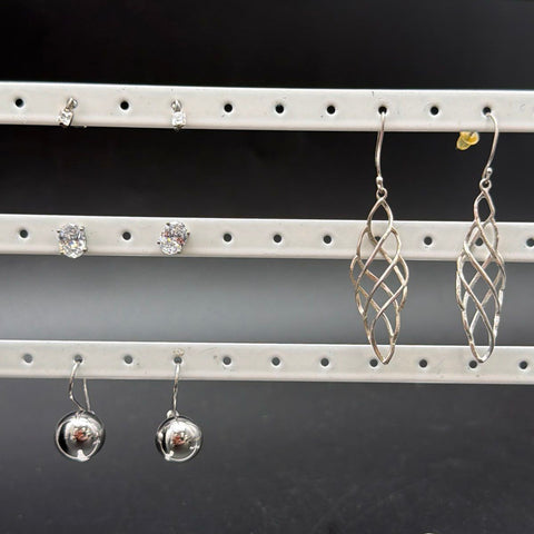 Silver Plated Jewelry Lot 14 Pieces Necklaces Earrings Cross Pendants Ring