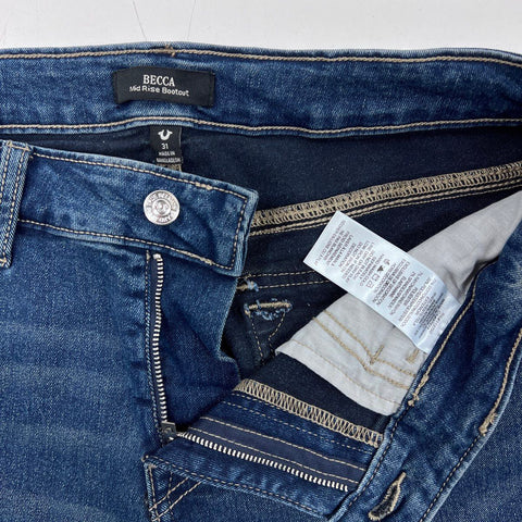 True Religion Women's Becca Mid Rise Bootcut Dark Wash Studded Jeans Size 31