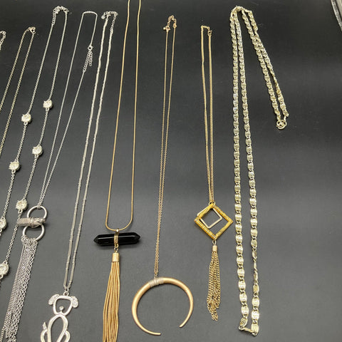 Fashion Jewelry Lot 12 Necklaces Gold Silver Tone Tassel Bib Statement Pendants