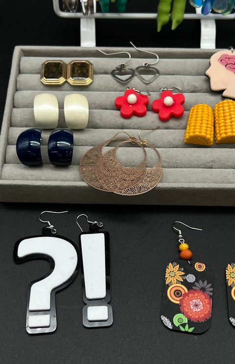 Novelty Whimsical Kitsch Earrings Jewelry Lot of 27 Pairs Dangle Stud Y2K