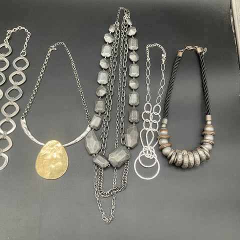 Mixed Fashion Statement Necklace Jewelry Lot of 8 Beaded Stone Bib Style