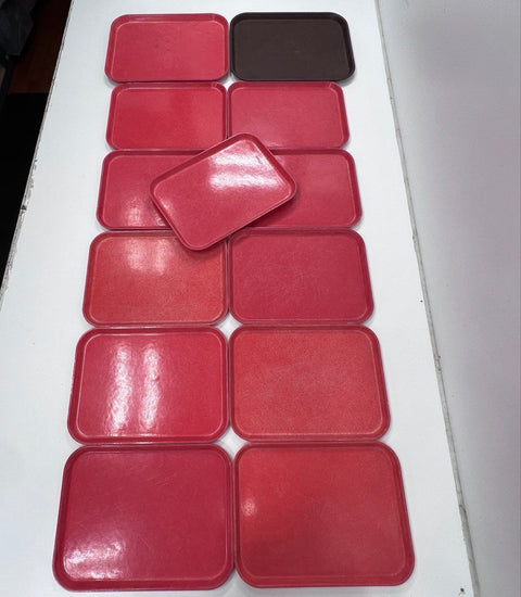 Cambro Camtray Fiberglass Cafeteria Serving Trays 13pc Lot Red Brown 14x18