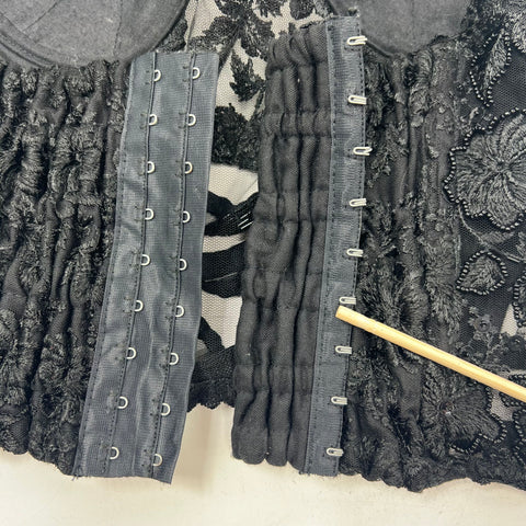Vintage Match-Ups Natco Black Beaded Bustier Corset Top Sequin Lace Sz L