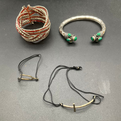 Mixed Jewelry Lot of 35 Bracelets Bangles Cuffs Leather Beaded Boho Eclectic