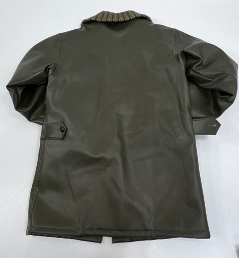 Vintage 70s Bolta Flex 400 Faux Leather Sherpa Lined Car Coat Jacket Sz L