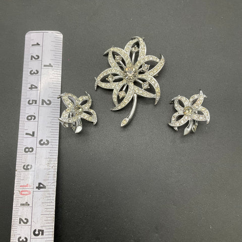 Vintage Sarah Coventry Evening Star Demi Parure Brooch Clip-on Earrings Set