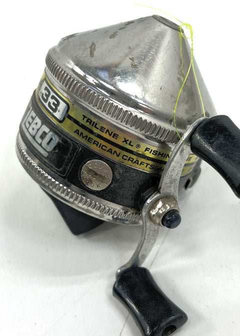 Vintage Zebco 33 & 404 Spincast Fishing Reels Lot of 2 Silver & Black