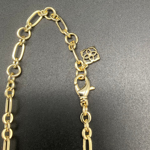 Kendra Scott Gold Tone Red Enamel Link Figaro Chain Necklace 21 Inch