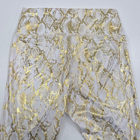Fabletics Women's High-Waisted Foil Legging Gold White Snake Print NWT Sz 1X