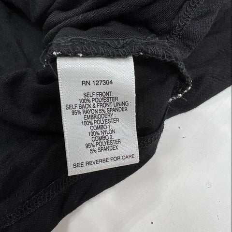 John Mark Women's Top Black Geo Embroidered V-Neck Mesh High Low Sz 3XL NWT