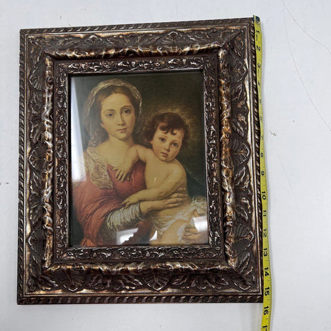 Unsigned Renaissance Style Madonna and Child Framed Print Religious Art 14x16