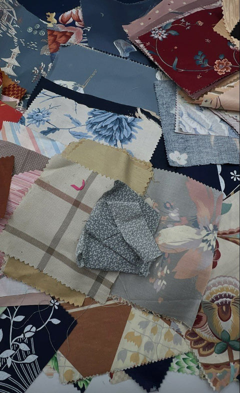 Vintage Cotton Quilt Squares Large Lot Mixed Floral Plaid Geometric Patterns