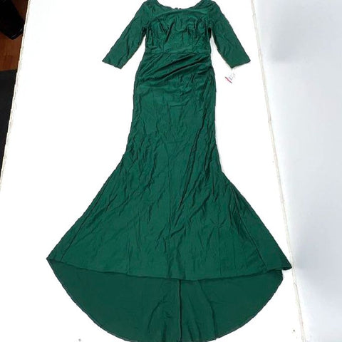 Jules & Cleo Women's Green High Neck 3/4 Sleeve Mermaid Gown Dress Size 8 NWT