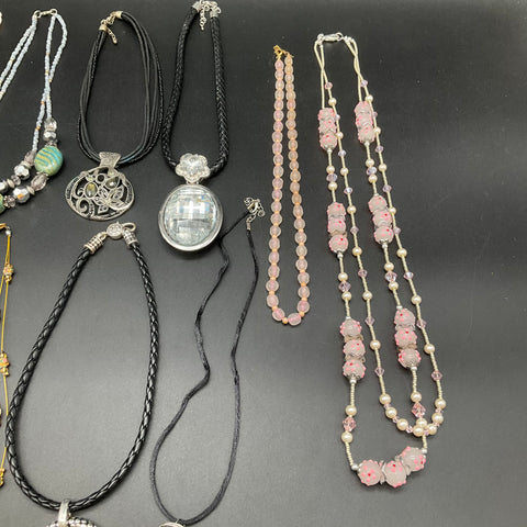 Vintage to Modern Costume Jewelry Lot 11 Necklaces Statement Pendants 1.4 lbs