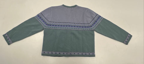 Vintage 90s Tally Ho Women's Sage Green Purple Floral Wool Cardigan Sweater XL