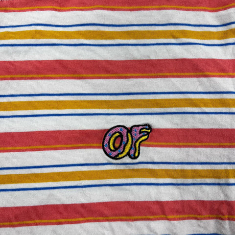 Odd Future OF Donut Logo Striped Long Sleeve T-Shirt Multi-Color Sz L
