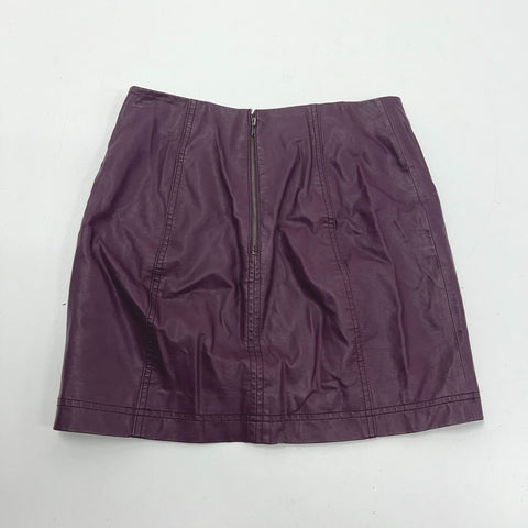 Free People Plum Purple Faux Leather A-Line Mini Skirt Women's Size 6