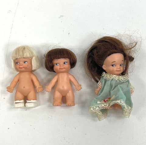 Vintage 1965 Uneeda Pee Wees Doll Lot of 3 Miniature Figures Hong Kong