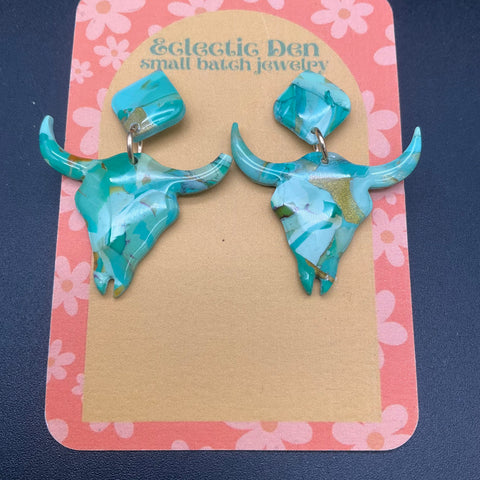 Faux Turquoise Western Style Jewelry Lot of 10 Necklaces Bracelet Ring Size 9
