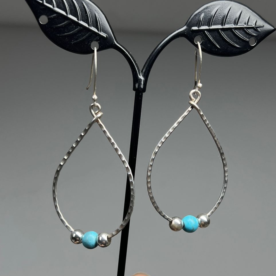 Mexico 925 Sterling Silver Turquoise Bead Earrings