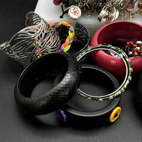 Mixed Costume Jewelry Lot Bangles Beaded Sports Charms Evil Eye Fashion 45pc