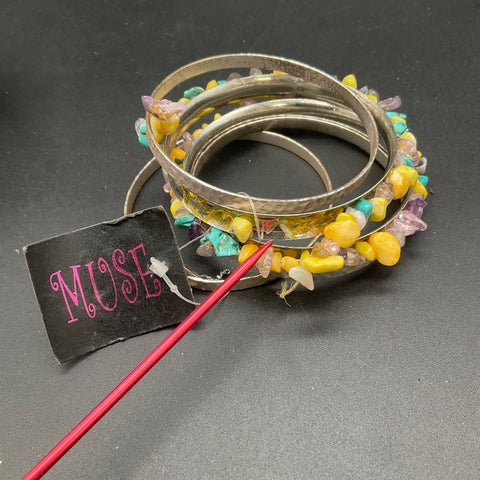 Fashion Jewelry Lot of 22 Pieces MUSE Attitudes Bangles Beaded Charm Bracelets