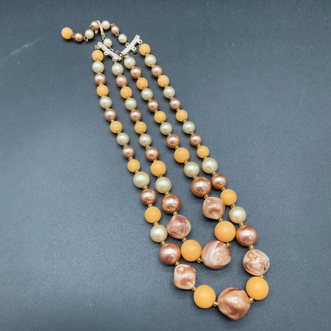 Vintage Costume Jewelry Lot 4 Necklaces Japan Multi-Strand Faux Pearl Beaded