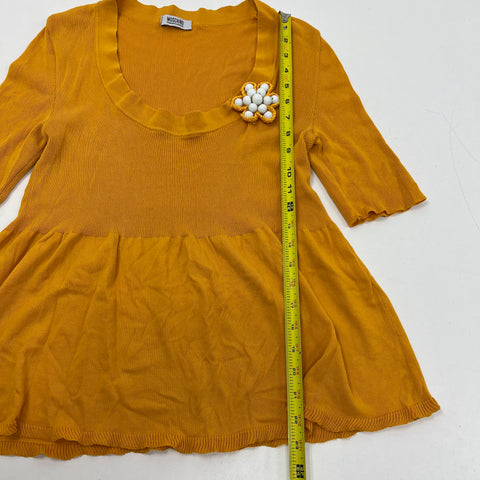 Vintage Y2K Moschino Cheap And Chic Yellow Ribbed Knit Peplum Top Women's