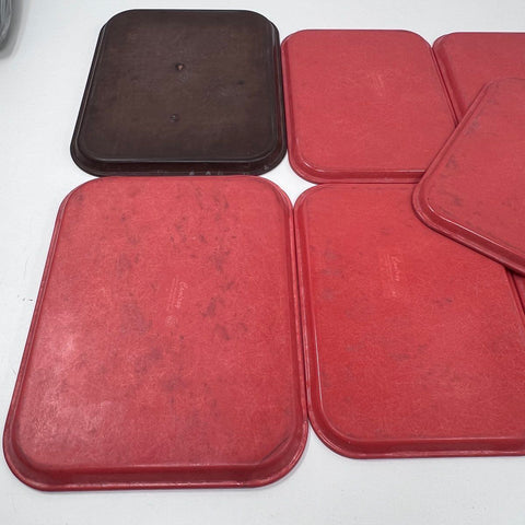 Cambro Camtray Fiberglass Cafeteria Serving Trays 13pc Lot Red Brown 14x18