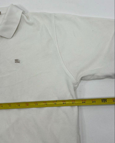 Burberry White Nova Check Placket Pique Polo Shirt Men's Size L