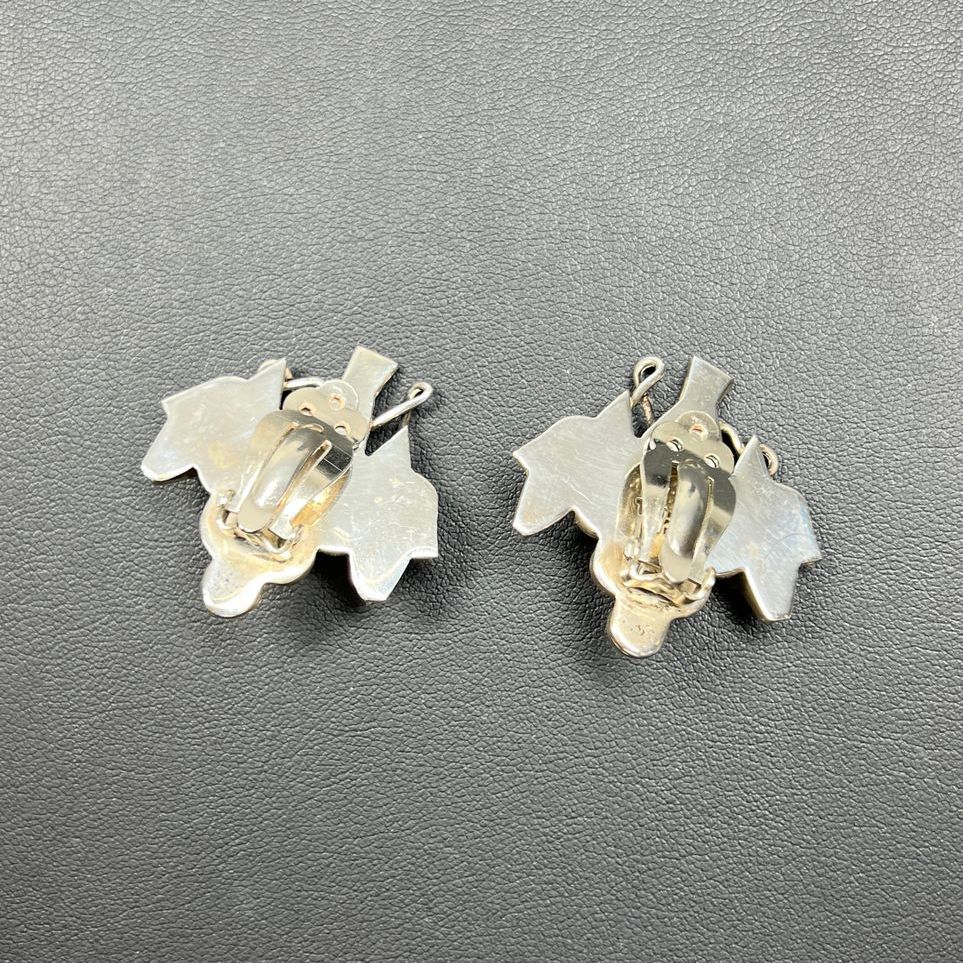 Mexico 925 Sterling Silver Grape Bunch Clip On Earrings