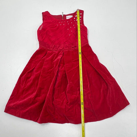American Girl Girl's Red Velvet Rhinestone Pleated Holiday Dress Sz 10