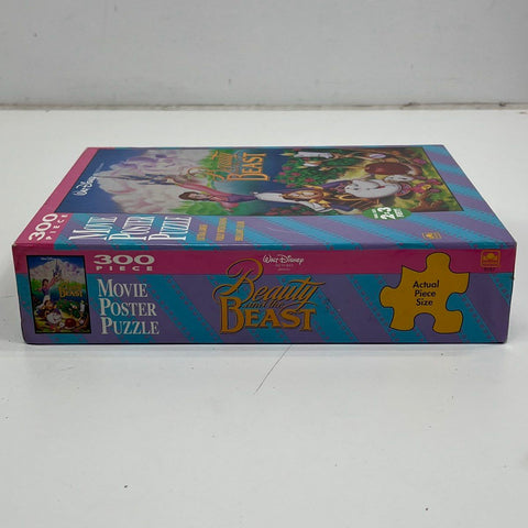1991 Golden Disney Beauty and the Beast Movie Poster Puzzle 300pc Vintage Sealed