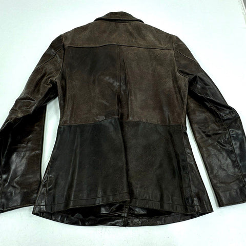 Wilsons Leather Women's Brown Vintage Y2K Button Front Collared Jacket Size M